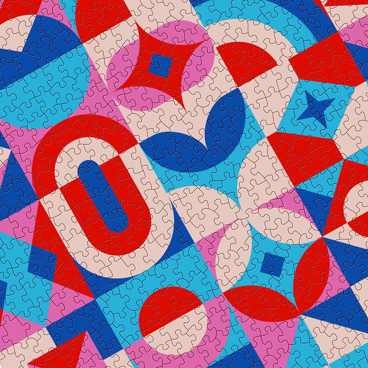 Tiles | Puzzle mit Design-Kacheln in blau & rosa Tönen