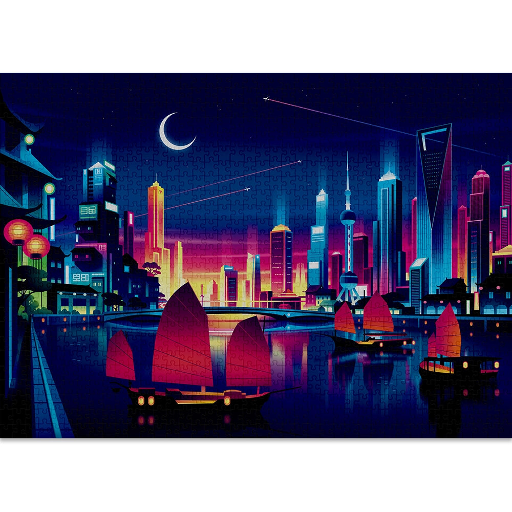 Skyline | 1000-teiliges Puzzle im illustrativem Stil