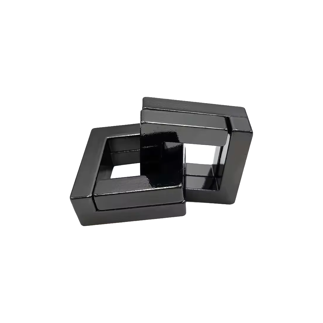 Metall-Geduldsspiel „Black Squares“ – Zwei verschlungene Quadrate, eine Lösung